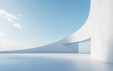 A minimalist, futuristic architectural design with an empty space