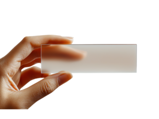 Minimalist Hand Holding Blank Card for Design Use Isolated on transparent background