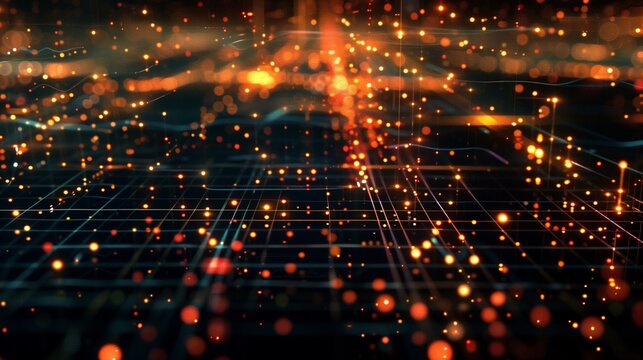 A scatter plot showing financial data points with a clear trend line, isolated on a digital interface with gridlines.