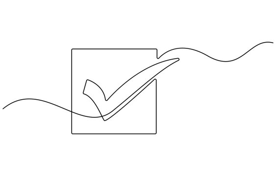 recommend clip art: Continuous line is creating the shape of a check mark, One continuous line drawing check mark, Vector illustration of check mark continuous one line drawing