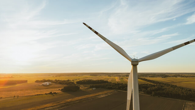 Wind turbine with clear blue sky