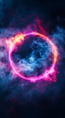 Neon circle on dark background