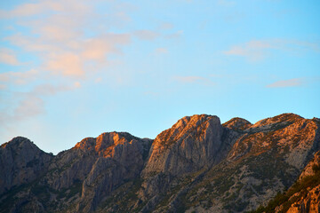 Stunning rocky peaks with a cloudless sky