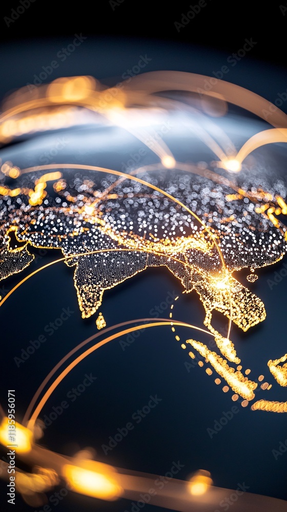 Poster a close-up of a freight tracking system showing live updates of cargo movement across a global netwo