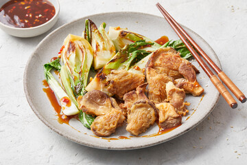 Breaded Oyster Mushrooms with Pak Choi
