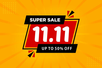 11 11 Sale Banner Promotion Template. stock clearance background, Sale special offer vector.