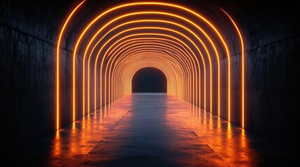 Naklejka premium Neon Archway: A Glowing Passage into the Unknown