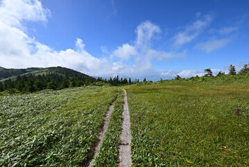 Obraz premium Climbing Mt. Aizu-Komagatake, Fukushima, Japan