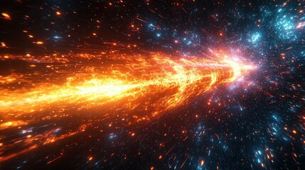 Cosmic Firestorm: A Journey Through the Celestial River of Light and Energy