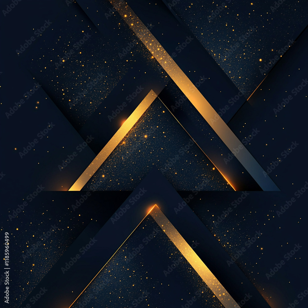 Poster abstract geometric pattern with golden highlights on a dark background showcasing vibrant design