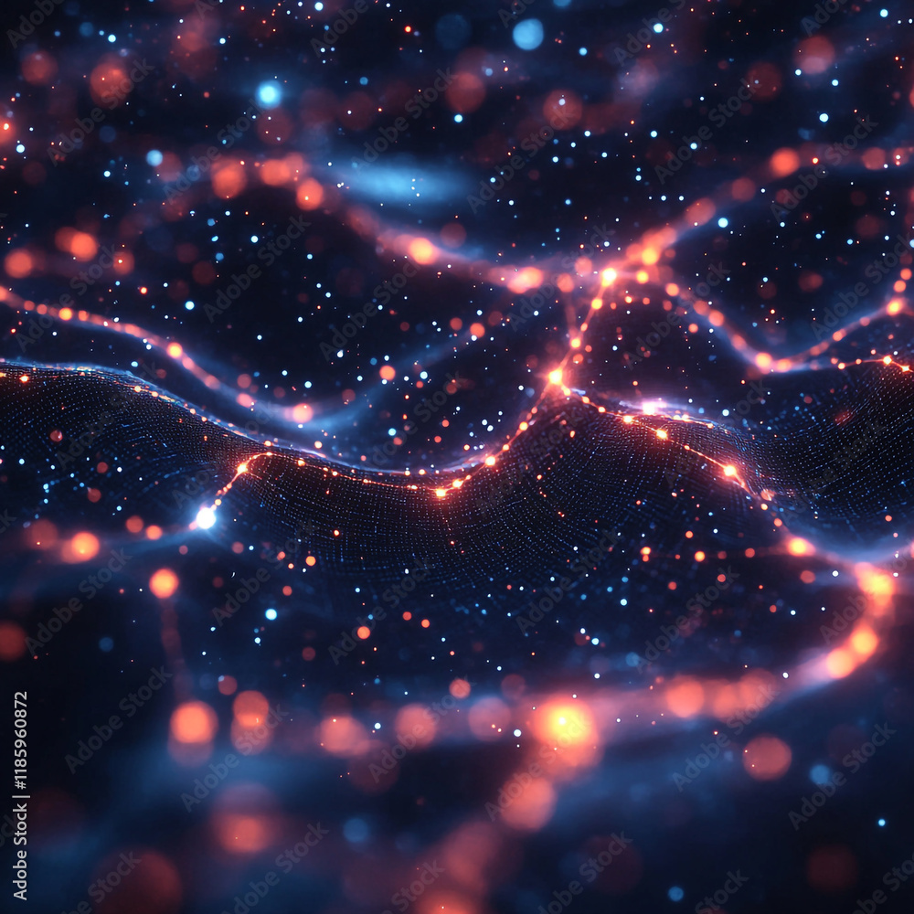 Poster colorful abstract representation of cosmic energy with swirling patterns under dark background