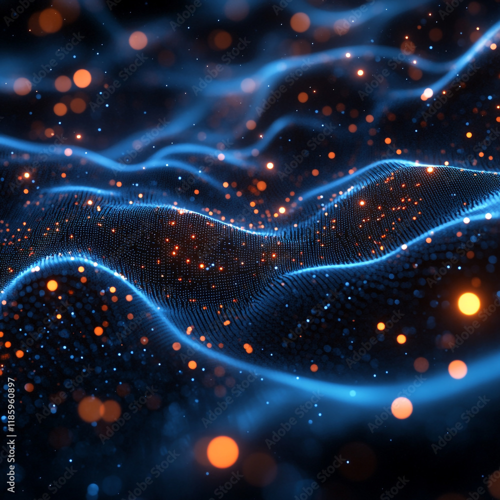 Poster colorful waves of light create a mesmerizing visual experience in a digital environment