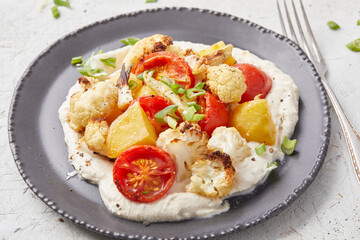 Oven Roasted Vegetables with Homemade Cream Cheese
