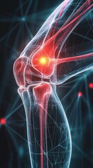 Human Knee Joint Anatomy:  Painful Inflammation & Ligament Visualization