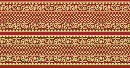 Traditional Mughal Border motifs updated for digital printing, contemporary wallpapers, and textile aesthetics.