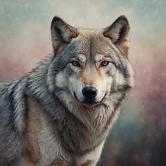 Obraz premium A wolf is a large, carnivorous mammal belonging to the family Canidae and scientifically known as Canis lupus. Wolves are apex predators and are known for their strength, intelligence, and social beh