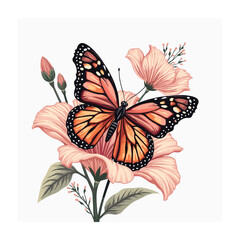 Butterfly illustration isolated on white background
