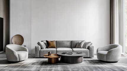 Modern living room with sofa and stylish decor