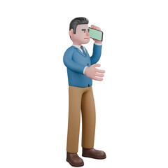 A male TV presenter stands with a cellphone in his left hand, and his right hand is outstretched