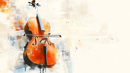 Abstract Artistic Painting of a Cello and Music