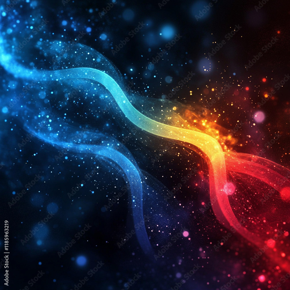 Poster colorful abstract waves of light create a mesmerizing visual effect against a dark backdrop