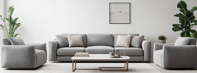 Comfortable leather sofa in modern living room with cushions and stylish furniture for relaxation and home decor