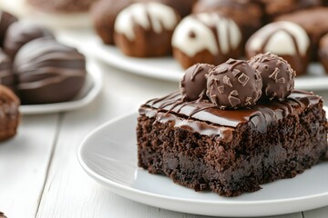 Gourmet chocolate brownie dessert platter, kitchen