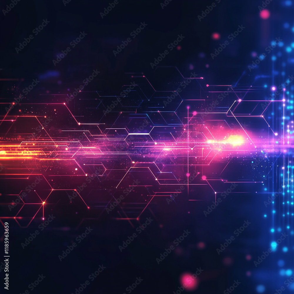 Aufkleber colorful abstract lines and patterns create a vibrant digital landscape with glowing effects