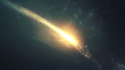 Obraz premium A bright yellow streak of light shoots through the sky