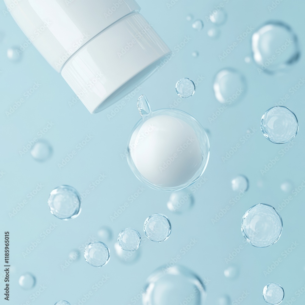 Poster droplets of hand sanitizer actively neutralizing bacteria for improved hygiene and health. generativ