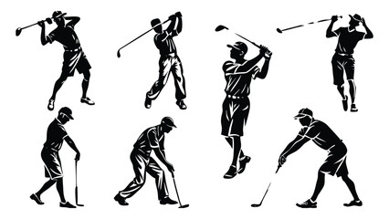 Golf swing silhouette set
