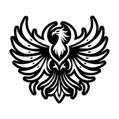 A glyph style icon of the phoenix symbol