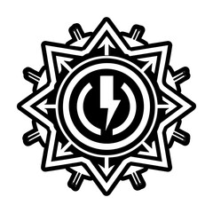 A glyph style icon of the power sigil