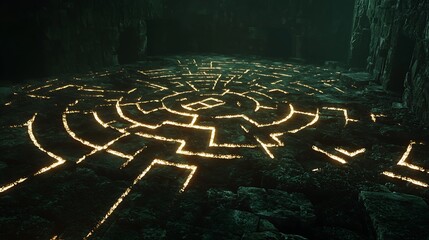 A maze with a golden circle in the middle