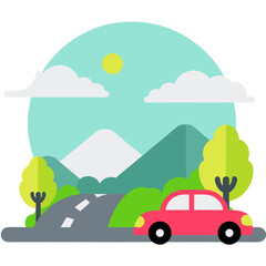 Nature mountain vector cloud sky colorful