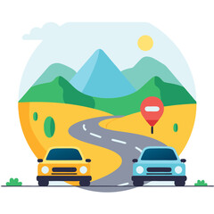 Travel Transportaton Car Road Away Cloud Vector