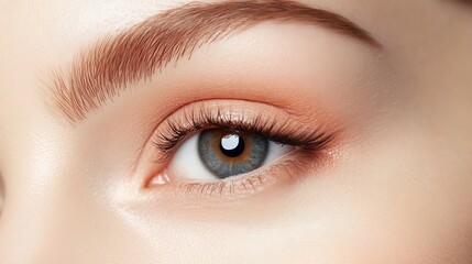 Obraz premium Young, beautiful girl applying makeup on her eyebrow in a beauty salon