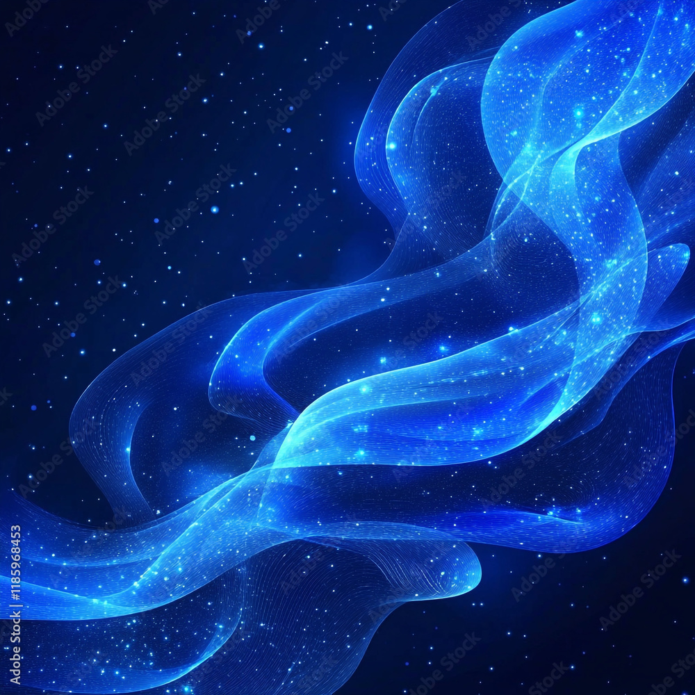 Aufkleber abstract blue wave pattern with shimmering stars creating a cosmic atmosphere