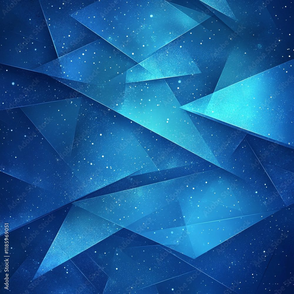 Poster abstract blue geometric pattern with a starry background in a modern design