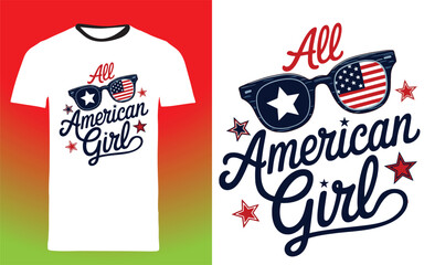typography t shirt design " All American girl © MdJuel