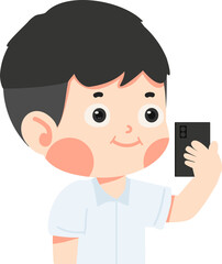 boy student taking a selfie with smartphone