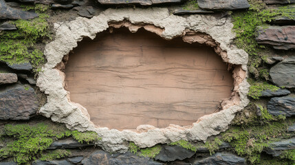 Stone Wall Niche with Wooden Panel 