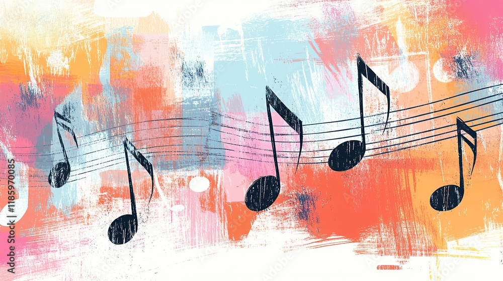 Poster music notes background with artistic design and sound elements
