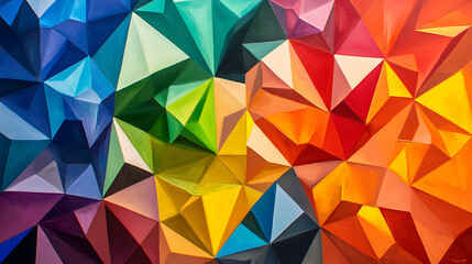 Obraz premium Faceted poly art with rainbow glitter, bold geometric shards, shiny reflective surfaces