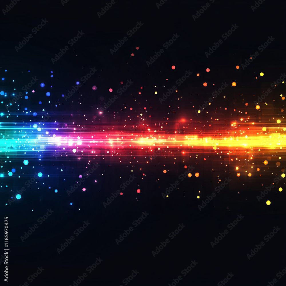 Poster colorful light waves create vibrant patterns in a dark background setting