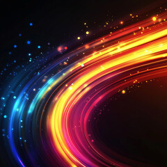 Fototapeta premium Colorful light trails create an abstract design against a dark background