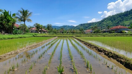 Obraz premium A busy farmer at a roadside vegetable stand, arranging fresh produce for customers with a smile on their face