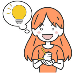 アイディアをひらめく女性