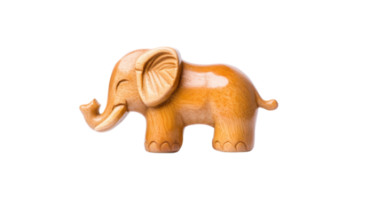 Carved wooden elephant figurine on a black background.