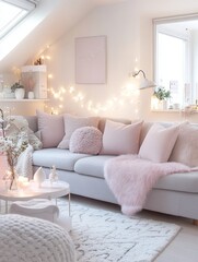 Cozy Pastel Living Room Decor With Soft Textures